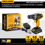Taladro Inalámbrico DEKO 12V/16V/20V – Destornillador Eléctrico con Batería Litio para Bricolaje