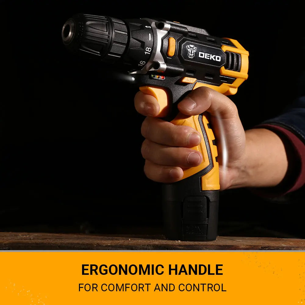 Taladro Inalámbrico DEKO 12V/16V/20V – Destornillador Eléctrico con Batería Litio para Bricolaje