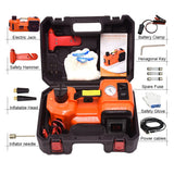 Gato hidráulico eléctrico de suelo para coche, bomba de inflado de neumáticos y linterna LED, juego 3 en 1 con martillo de seguridad, 12V, 5 toneladas, QZ002