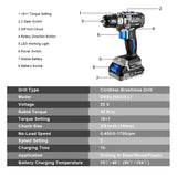Kit Taladro Inalámbrico DEKO 20V Brushless – Mini Destornillador Eléctrico 2 Velocidades para Carpintería