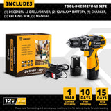 Taladro Inalámbrico DEKO 12V/16V/20V – Destornillador Eléctrico con Batería Litio para Bricolaje