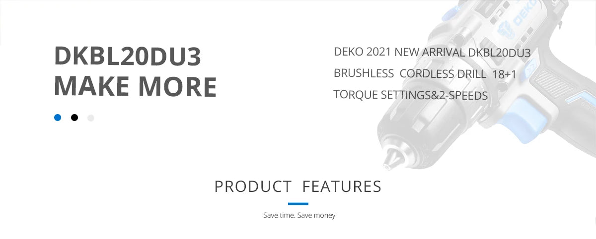 Kit Taladro Inalámbrico DEKO 20V Brushless – Mini Destornillador Eléctrico 2 Velocidades para Carpintería