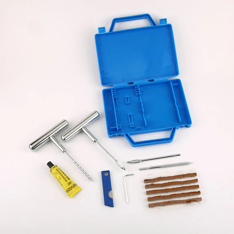 Kit Reparación de Neumáticos Sin Cámara – Juego de Herramientas para Pinchazos Coche, Moto y Bicicleta