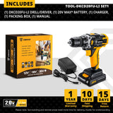 Taladro Inalámbrico DEKO 12V/16V/20V – Destornillador Eléctrico con Batería Litio para Bricolaje