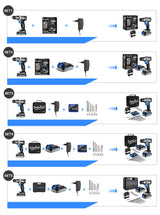 Kit Taladro Inalámbrico DEKO 20V Brushless – Mini Destornillador Eléctrico 2 Velocidades para Carpintería