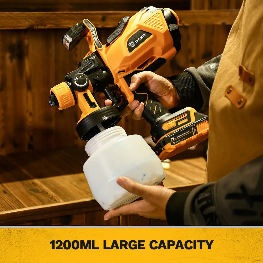 Pistola Pulverizadora DEKO HVLP 1200 ml con LED – Alta Potencia con 3 Boquillas para Pintura