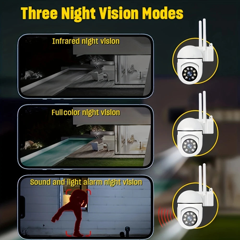 Cámara de seguridad WiFi inalámbrica 1080P HD Ease Life 2 unidades con visión nocturna en color, audio bidireccional y rotación 360° Pan/Tilt/Zoom para interior y exterior
