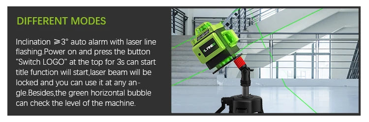 Nivel Láser Verde 4D 16 Líneas con Soporte y Mando a Distancia – Nivelador Automático Horizontal y Vertical, Alta Precisión para Construcción