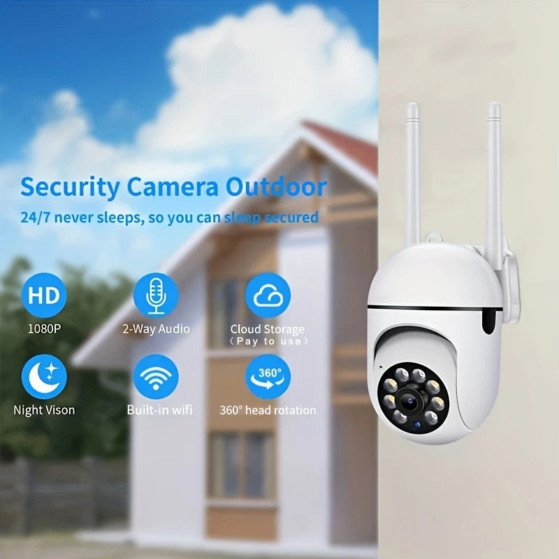 Cámara de seguridad WiFi inalámbrica 1080P HD Ease Life 2 unidades con visión nocturna en color, audio bidireccional y rotación 360° Pan/Tilt/Zoom para interior y exterior