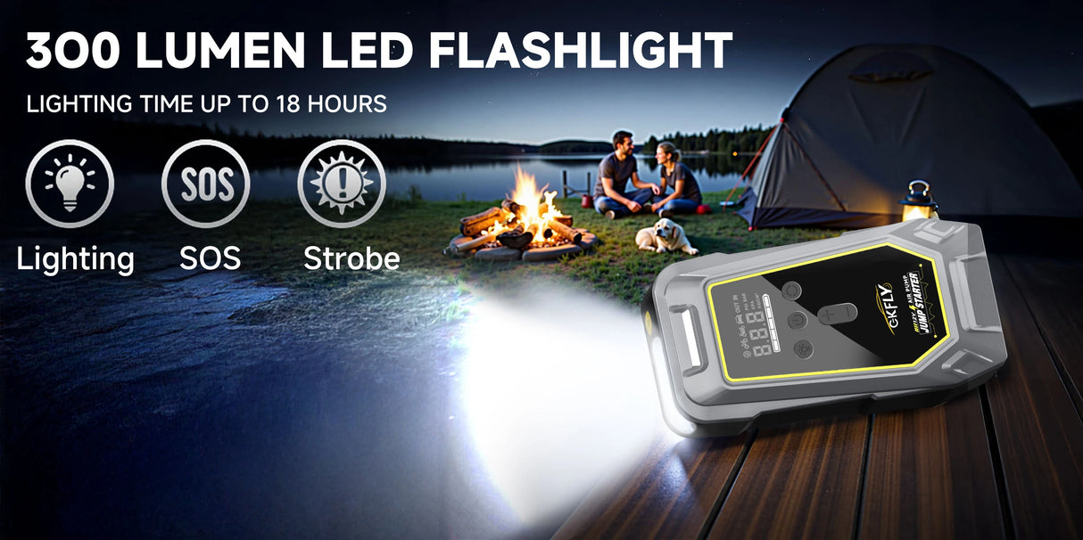 Arrancador de Coche 4 en 1 4000A con Compresor 150 PSI – Power Bank 59.2Wh e Inflador Digital 12V