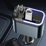 Cargador de Coche 5 en 1 con Bluetooth FM – Carga Rápida USB, Cable Retráctil, MP3 y Soporte U Disk