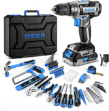 Maletín de Herramientas DEKO 186 Piezas con Taladro 20V – Kit Completo Profesional para Bricolaje