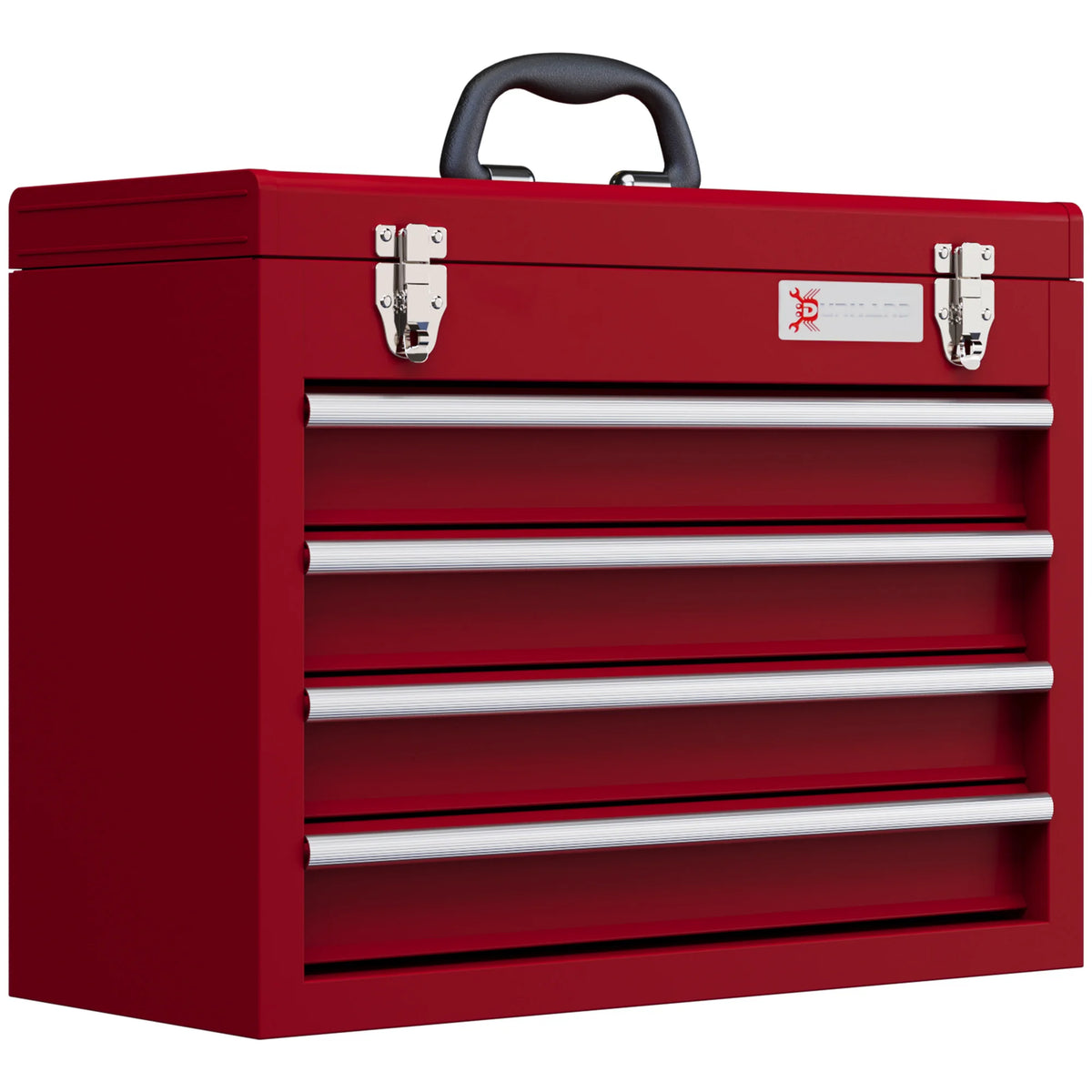 DURHAND Caja de Herramientas de Acero con 4 Cajones Bandeja Tapa Abatible y Cierres Metálicos 51x22x39,5 cm Rojo