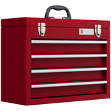 DURHAND Caja de Herramientas de Acero con 4 Cajones Bandeja Tapa Abatible y Cierres Metálicos 51x22x39,5 cm Rojo