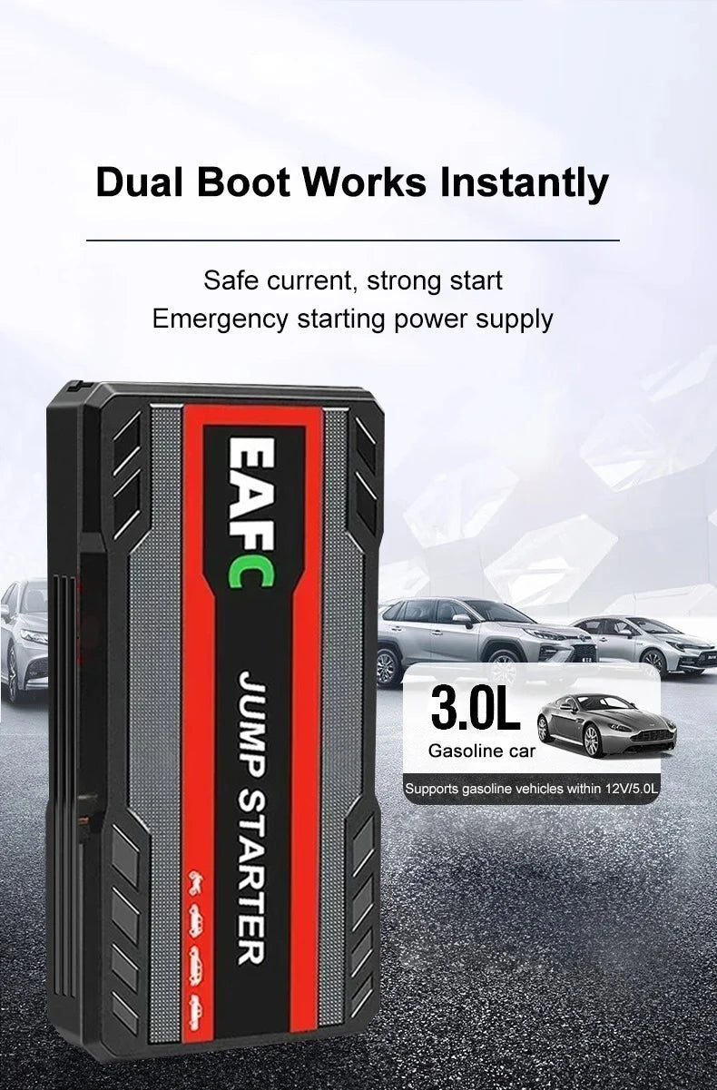 Arrancador de Batería Portátil 1200A 12V – Jump Starter para Coche Gasolina 4.0L y Diésel 2.0L