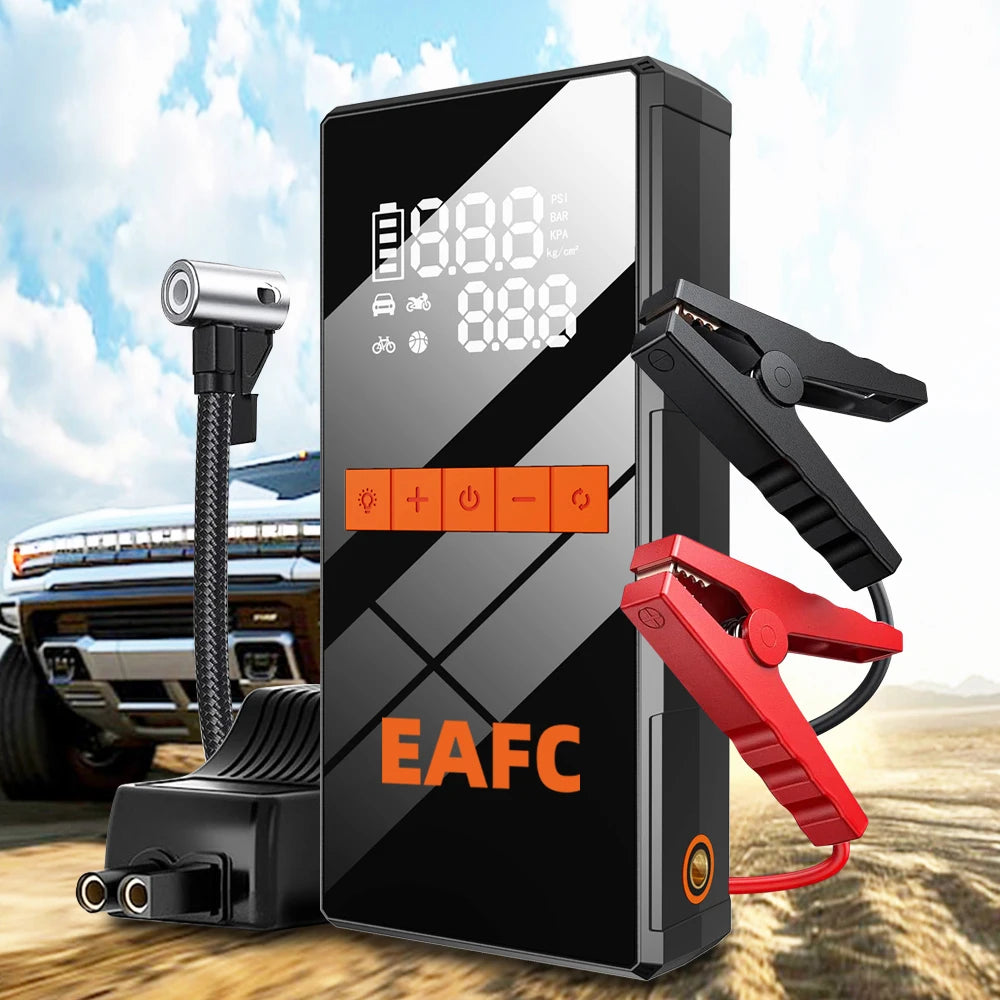 Arrancador de Coche 1200A con Compresor 150 PSI – Jump Starter Portátil con Power Bank
