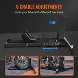 Soporte para Rueda Delantera de Motocicleta SucceBuy 1800 lb – Caballete Vertical de Acero Ajustable, Estabilizador de Moto para Garaje y Transporte