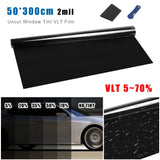 Lámina Tintada para Ventanas de Coche 50x300 cm – Negro 5%–70% VLT, Protección UV y Adhesivo Solar