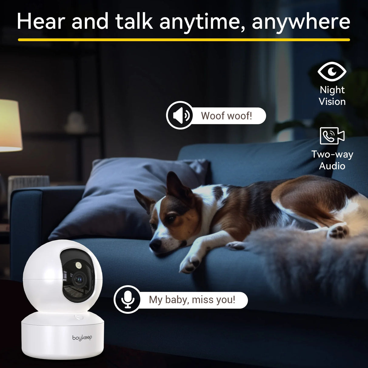 Cámara Inteligente BoyKeep 2K K30 – Vigilancia WiFi 5G/2.4GHz, 360° y Audio Bidireccional