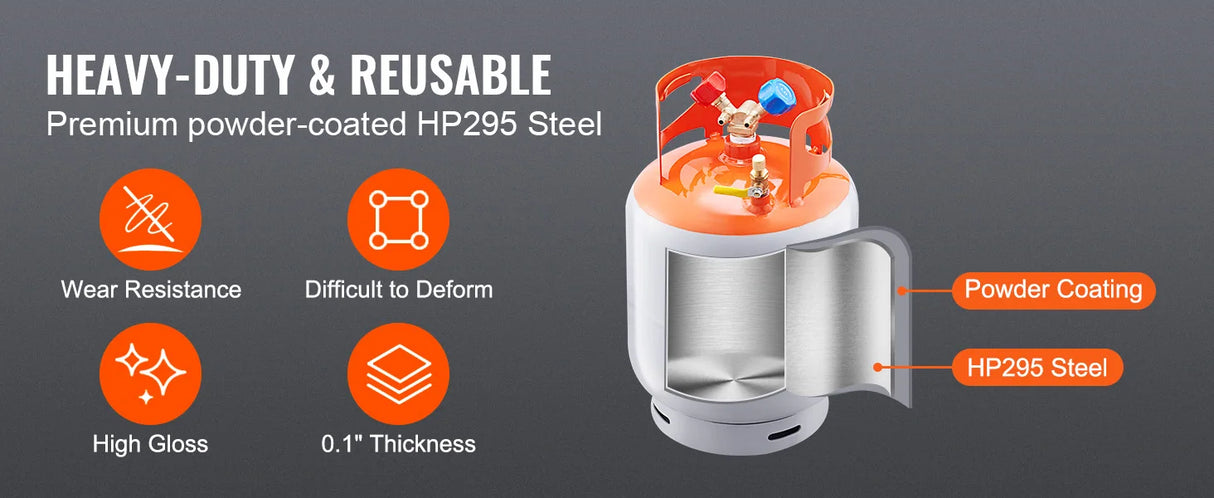 Tanque de Recuperación de Refrigerante SucceBuy 50 LBS – Cilindro Portátil 400 PSI con Válvula en Y para Líquido/Vapor, Compatible R22 y R134A