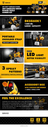 Pistola Pulverizadora DEKO HVLP 1200 ml con LED – Alta Potencia con 3 Boquillas para Pintura