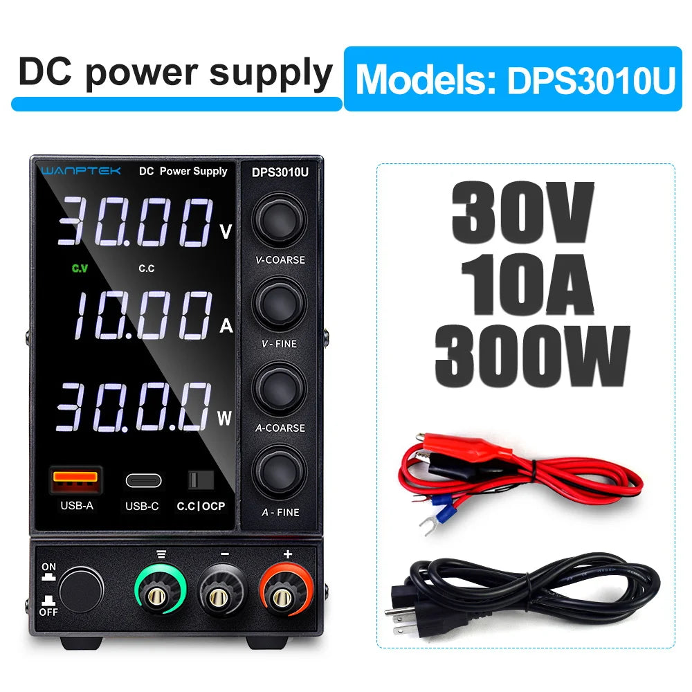 Fuente de Alimentación de Laboratorio Ajustable CC 30V/60V/120V – 5A/10A/3A con Pantalla LCD y Salida Estabilizada