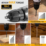 Kit Taladro Inalámbrico DEKO 20V – Taladro con Batería y Caja de Herramientas para Hogar