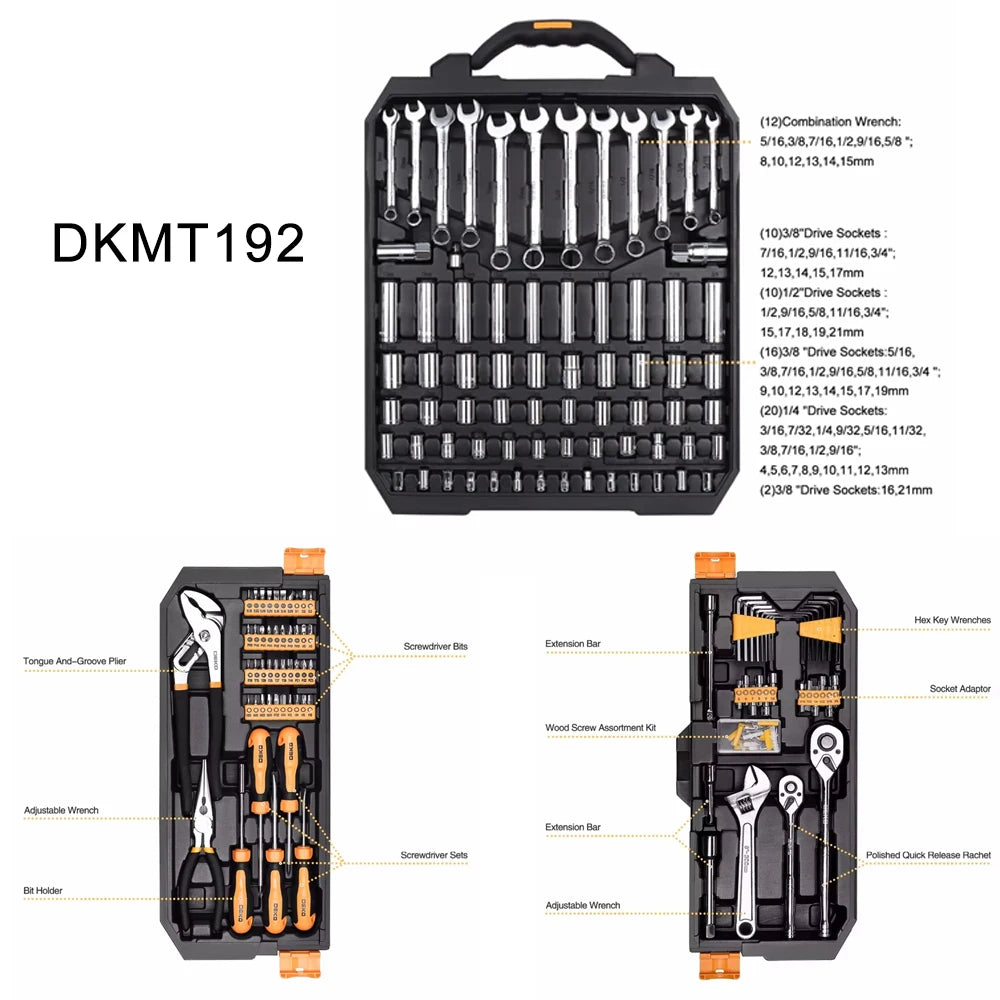 Kit de Herramientas DEKO 100 Piezas – Juego Multifuncional para Carpintería y Bricolaje