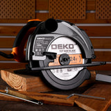 Sierra circular eléctrica serie DEKO DKCS, cortadora multifuncional de 185mm, herramienta eléctrica doméstica de 1500W con mango auxiliar