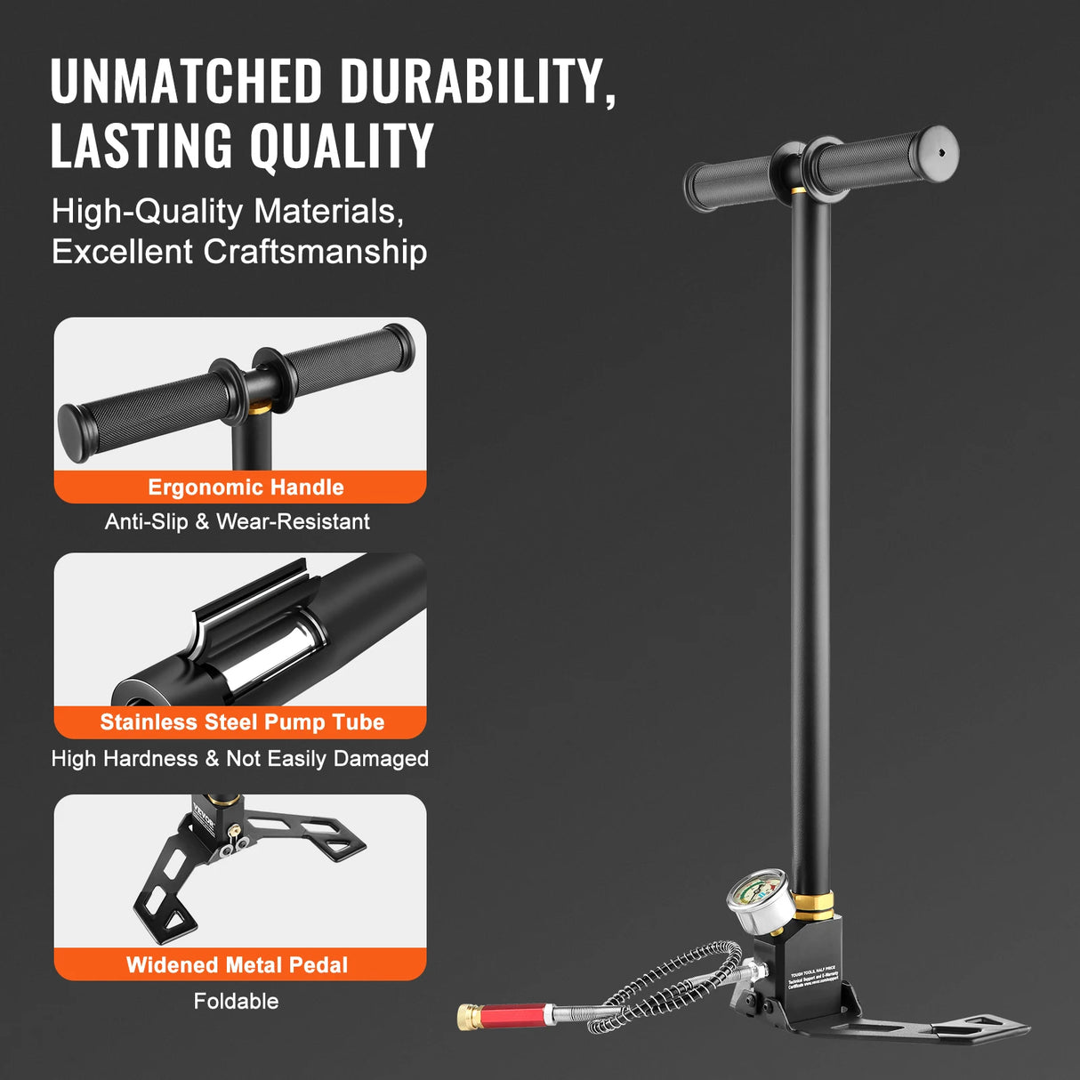 Bomba PCP de 3 Etapas SucceBuy + Manómetro 4500PSI para Neumáticos, Kayak, Balones, Pistola de Aire, Bomba Manual de Alta Presión
