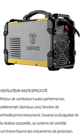 Soldadora DEKO MMA 220V ARC 200A – Máquina de Soldadura con Soporte de Electrodo y Accesorios