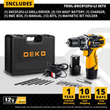 Taladro Inalámbrico DEKO 12V/16V/20V – Destornillador Eléctrico con Batería Litio para Bricolaje
