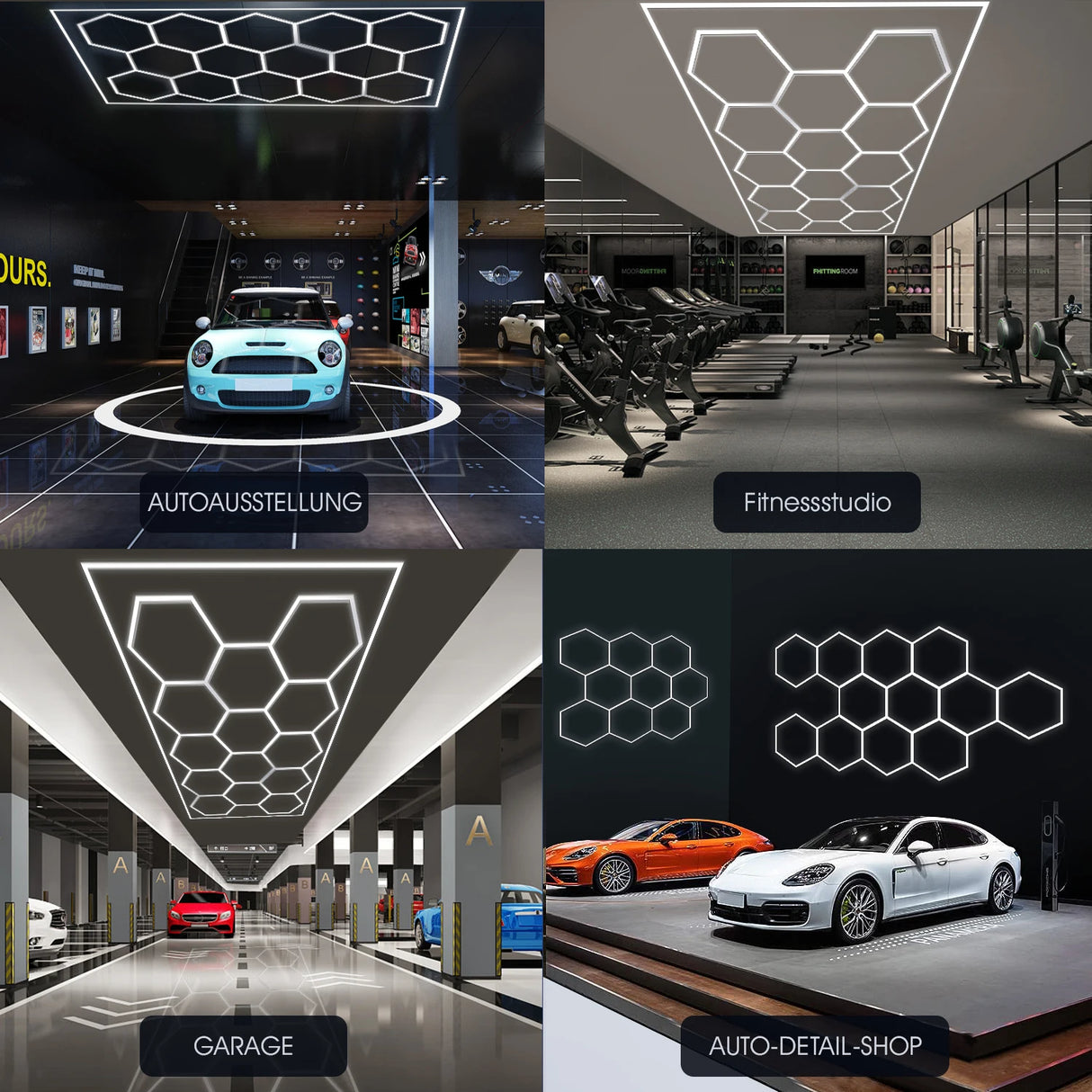 Kit 14 Paneles LED Hexagonales 680W – Iluminación Panal 6500K para Garaje, Taller, Estudio y Techo