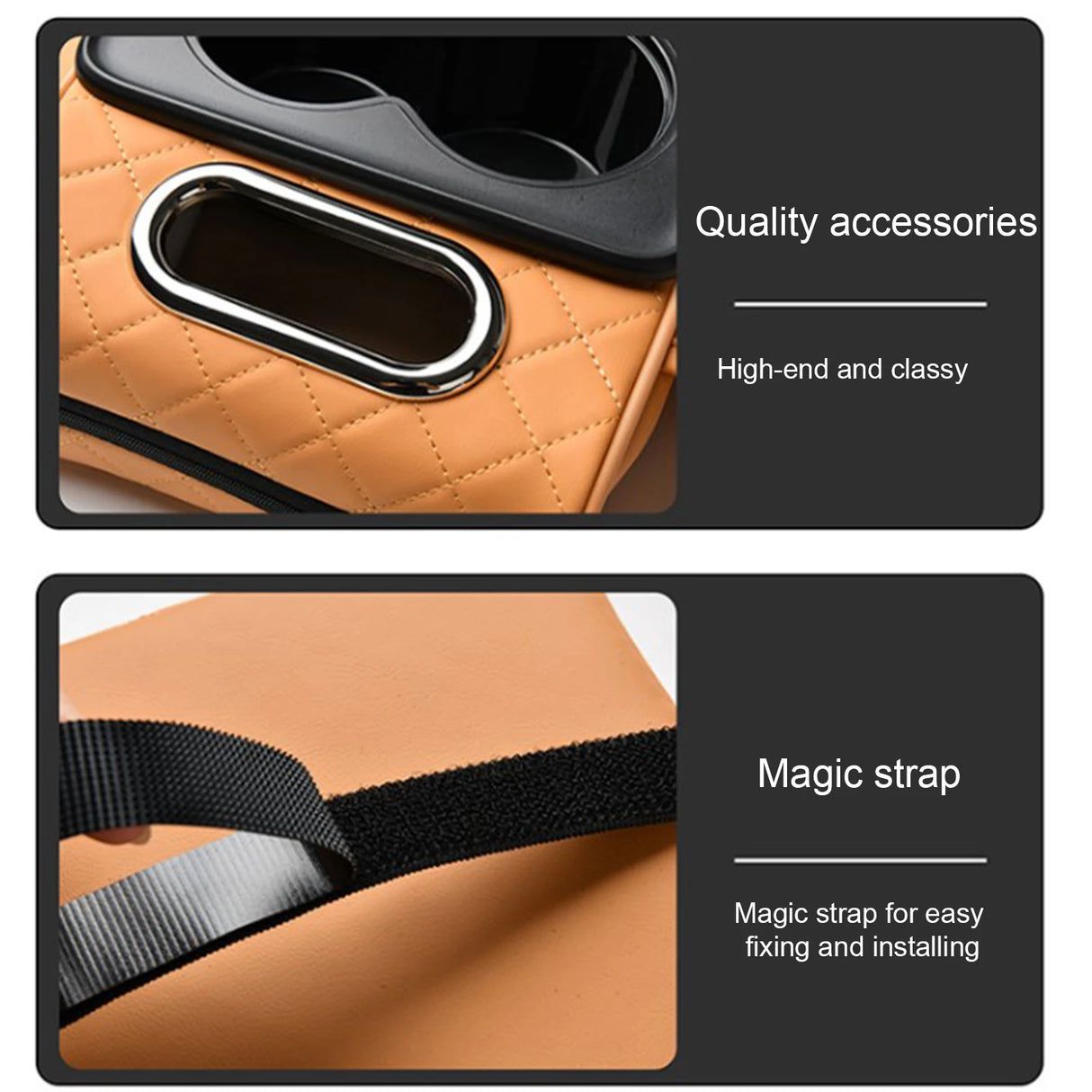 Caja Reposabrazos de Coche con Portavasos y Almacenamiento Lateral – Cojín Elevador con Soporte para Pañuelos y Cubierta Interior