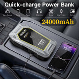 GKFLY 4 en 1 Arrancador de Coche 7000A con Compresor 150 PSI – Power Bank y Bomba Digital 12V
