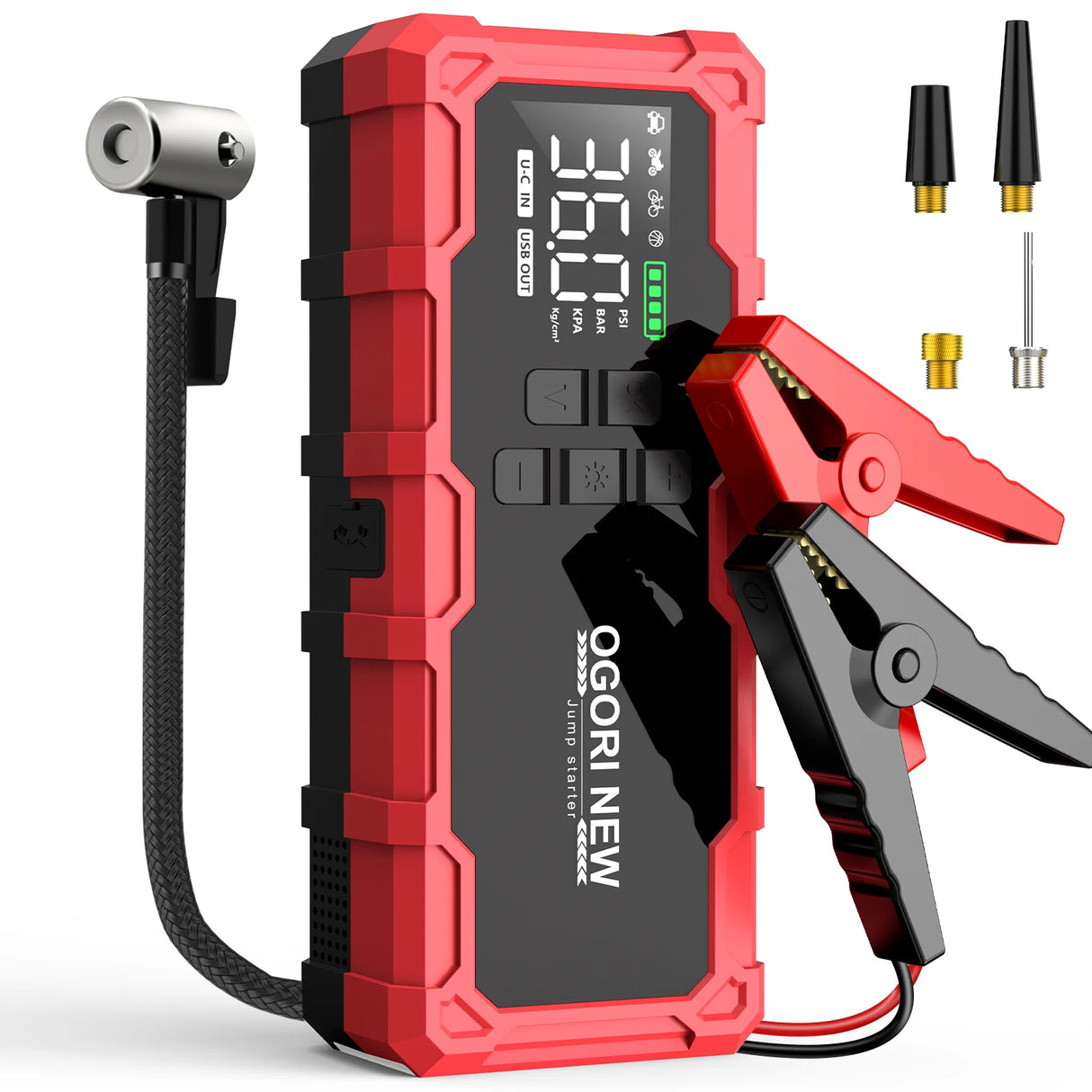 Arrancador de Coche 8000/9000A con Compresor 150 PSI – Booster Batería Portátil para Gasolina y Diésel