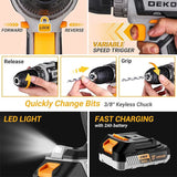 Kit Taladro Inalámbrico DEKO 20V – Taladro con Batería y Caja de Herramientas para Hogar