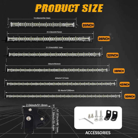 Barra LED UNISHINE 12D Slim 20-52” – Luz Off-Road 12V/24V para SUV y 4x4 con Haz Combinado Flood/Spot