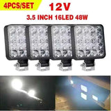 Faro LED 48W Universal 12V-48V para Coche, SUV y 4x4 – Luz Antiniebla Off-Road Cuadrada con Modo Flash y Alta Potencia