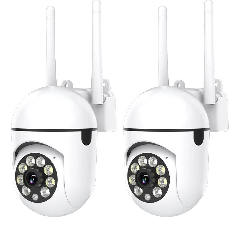 Cámara de seguridad WiFi inalámbrica 1080P HD Ease Life 2 unidades con visión nocturna en color, audio bidireccional y rotación 360° Pan/Tilt/Zoom para interior y exterior
