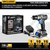 DEKO 20V DKBL20DU3 Kit combinado de taladro inalámbrico sin escobillas Mini destornillador eléctrico herramientas eléctricas de 2 velocidades para carpintería
