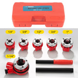 Kit de Roscado de Tuberías Manual – Roscadora con Trinquete y 5/6 Cabezales BSPT con Estuche