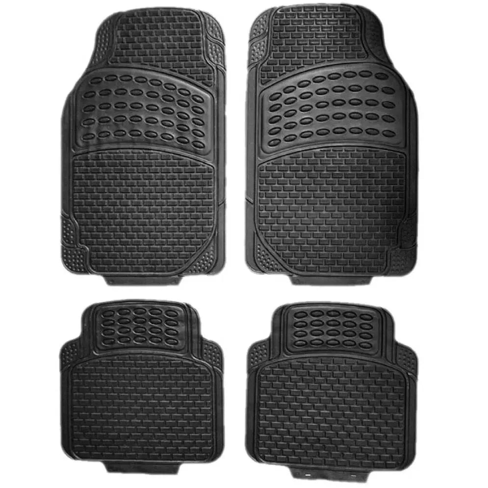 Alfombrillas de Goma Universales para Coche 4 Piezas – Negro Recortables, Antideslizantes y Resistentes al Agua (2 Delanteras + 2 Traseras)