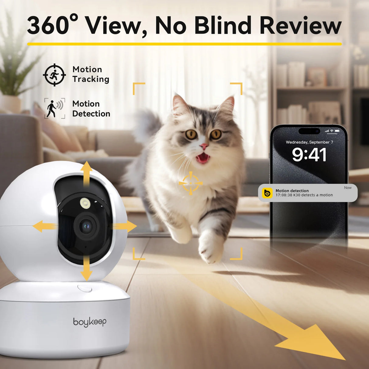 Cámara Inteligente BoyKeep 2K K30 – Vigilancia WiFi 5G/2.4GHz, 360° y Audio Bidireccional