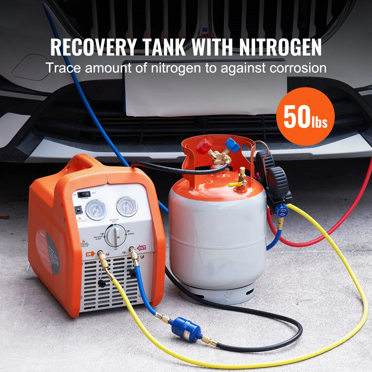 Tanque de Recuperación de Refrigerante SucceBuy 50 LBS – Cilindro Portátil 400 PSI con Válvula en Y para Líquido/Vapor, Compatible R22 y R134A