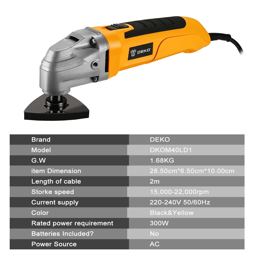 Herramienta Oscilante DEKO DKOM40LD1 220V – Multiherramienta con Velocidad Variable para Carpintería y DIY
