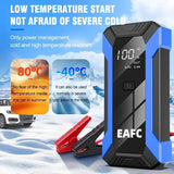 Arrancador de Batería Coche 1200A 12V EAFC | Power Bank 20000mAh con Carga Inalámbrica, LED SOS y Martillo de Emergencia