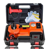 Gato hidráulico eléctrico de suelo para coche, bomba de inflado de neumáticos y linterna LED, juego 3 en 1 con martillo de seguridad, 12V, 5 toneladas, QZ002
