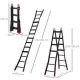HOMCOM Escalera Telescópica de Aluminio 4 m Escalera Plegable con 8 Peldaños