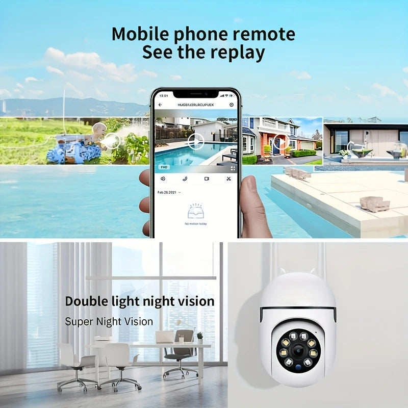 Cámara de seguridad WiFi inalámbrica 1080P HD Ease Life 2 unidades con visión nocturna en color, audio bidireccional y rotación 360° Pan/Tilt/Zoom para interior y exterior